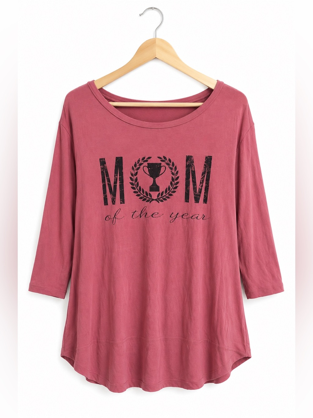 Zip Code Mom of the Year Tunic Top Petite XL Pink Rayon Spandex‎ Graphic NWT